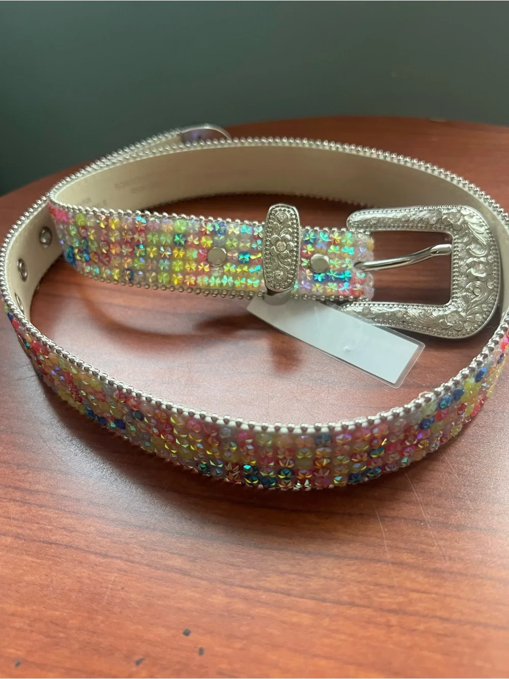 NWT Shyanne Rhinestone Western Belt Size 28 Iridescent Bling Coastal Cowgirl
